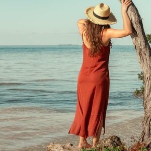 Aerie Deep Orange Sleeveless Dress